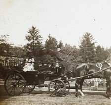 FRANCE Voiture hippomobile Attelage c1900 Photo Stereo Plaque de verre V26L10n