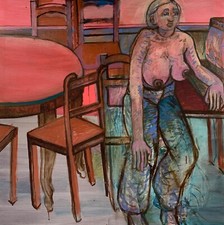 Brigitte Tietze West-Berlin Akt im Raum Frau am Tisch #221 Expressiv