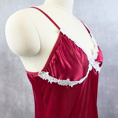 Y2K Babydoll Cami Tank Womens M/L Red Satin Fairy Whimsigoth Retro Festival - Picture 3 of 5