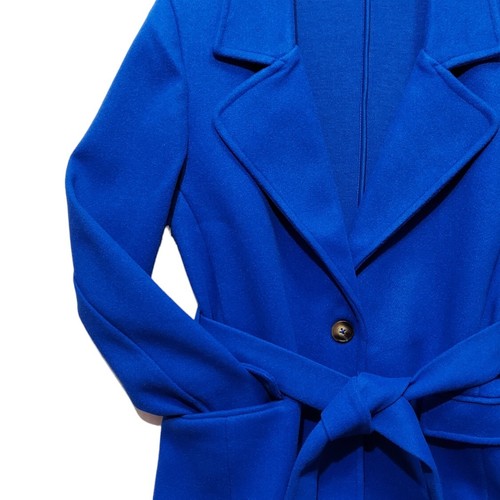 Womens Blazer Jacket Medium Royal Blue Coat Long Sleeve Side Pockets Belt New - Imagen 11 de 13