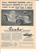 Monogram Snake  Vampire Slot Car Vintage Magazine Ads PHOTOCOPY