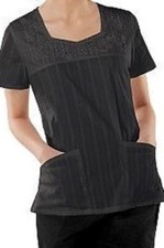 Cherokee Runway Square Neck Embroidered Top 3892 Black Size XS