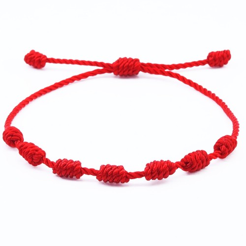 Pulsera roja de 7 nudos de suerte para hombre o mujer de hilo moda bracelets