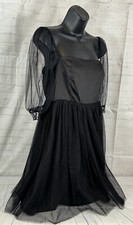Women M Babydoll Dress Coquette Fairy Grunge Minimalist Sheer Whimsical Goth