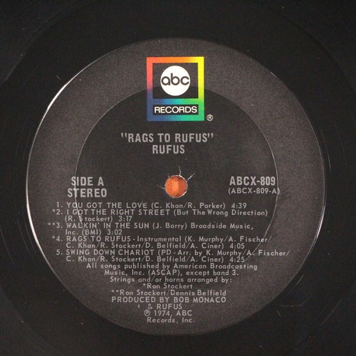 Rufus Rags to Rufus Chaka Khan LP ABC ABCX-809 - Picture 2 of 2