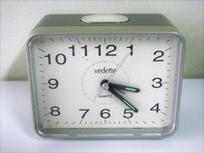 Vintage Gray Vedette Alarm Clock - Old Clock Pendulum Movement