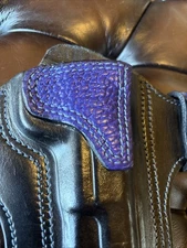 Browning HP RH MTR Custom Made Snap On Belt Holster Pancake Leather Black Purple
