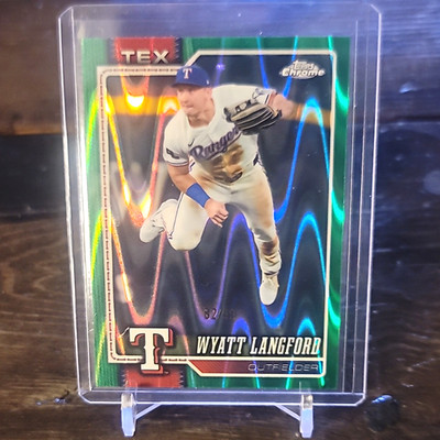 Topps 2025 Chrome Wyatt Langford #68 Green Refractor Serial Numbered /99