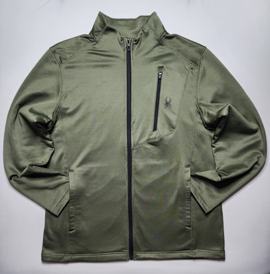 Spyder Active Performance Olive Green Fleece Full Zip Stretch Jacket Men's Large