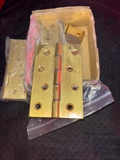 Image of Pair Of DSW Solid Drawn Brass Butt Hinges Polished 4” x 3” Eclipse No 14755