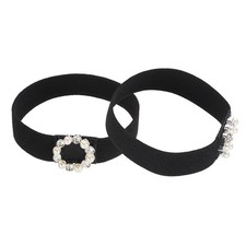 1 Pair High Heels Shoe Straps Shoe Band, Black, Circle Pearl  Rhinestone