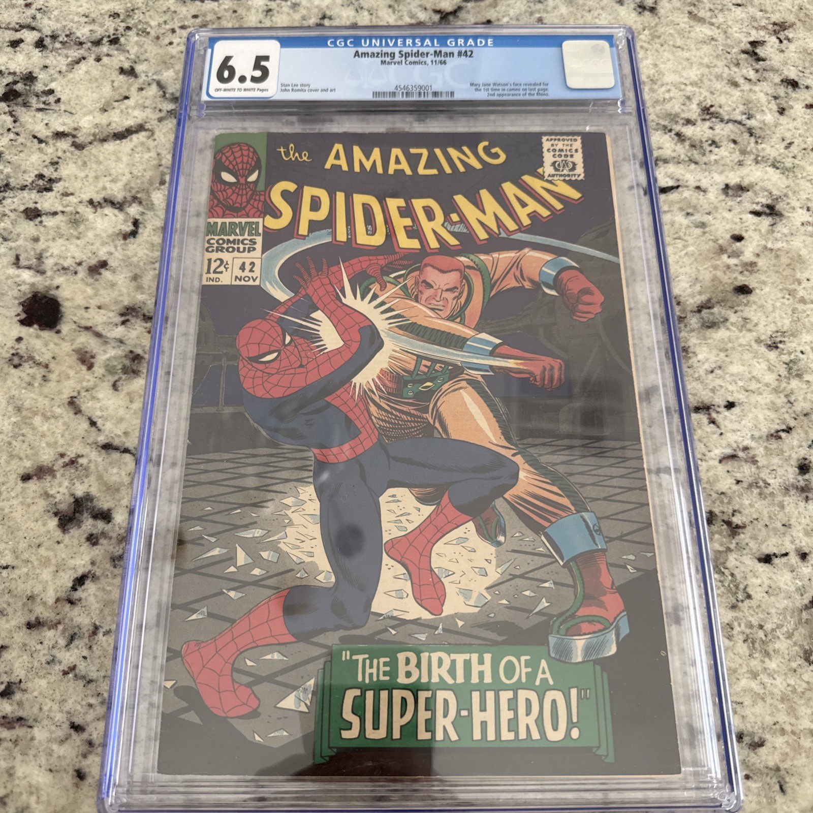 AMAZING SPIDERMAN #42 1966 CGC 6.5 O/W to W 1ST MARY JANE FACE REVEAL 2ND RHIN0