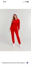 Juicy Couture Velour Tracksuit Top Jogger Pants Set Medium Coco Red NEW 