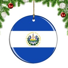 Salvador Flag Round Christmas ornament city travel souvenir