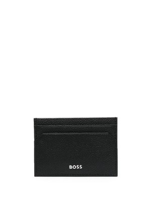 Hugo Boss Men's Highway Black Pebbled Leather Card Case Wallet