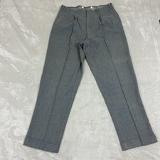 Vtg 40s 50s Drop Loop Pleated Slacks Pants Mens 36x31 Rockabilly Gray Wool Gab