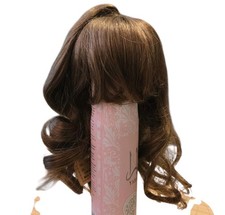Vintage Light Brown Doll Hair Wig Cap 9in Side Ponytail Straight Curled