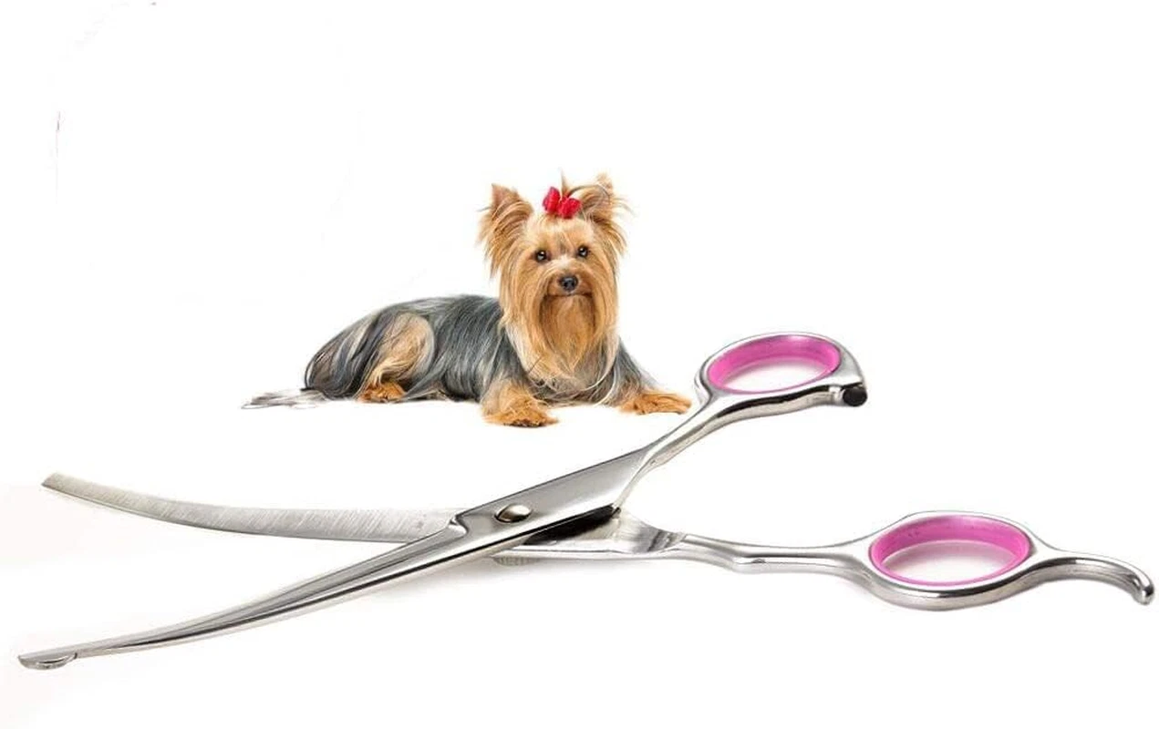 Tijeras curvas 7 pulgadas para mascotas acero inoxidable punta redonda segura