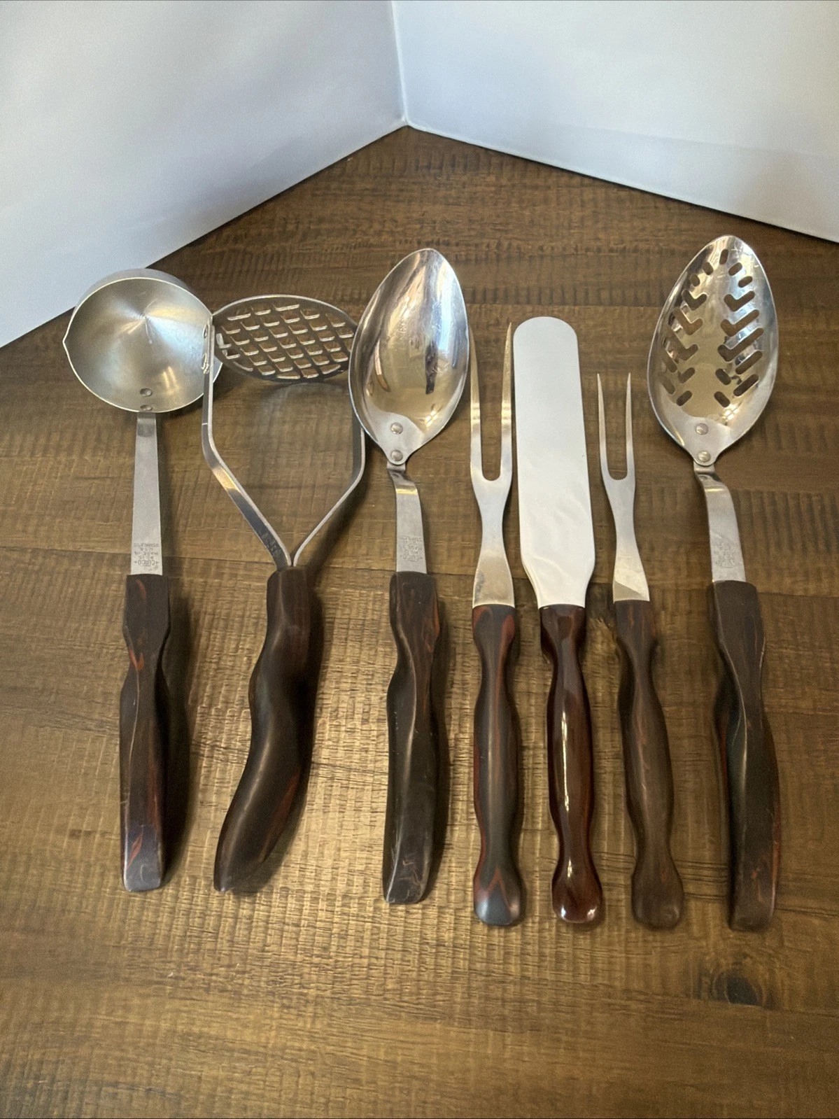 Vintage Cutco Utensil Serving Set 7 Slotted & Solid Serving Spoons Ladle Spatula