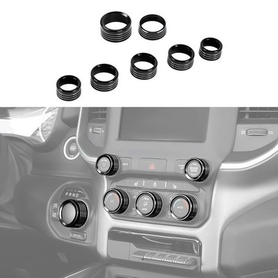 ''Black AC Knobs & Switch Covers for 2018-2025 Dodge RAM - Aluminum Trim''
