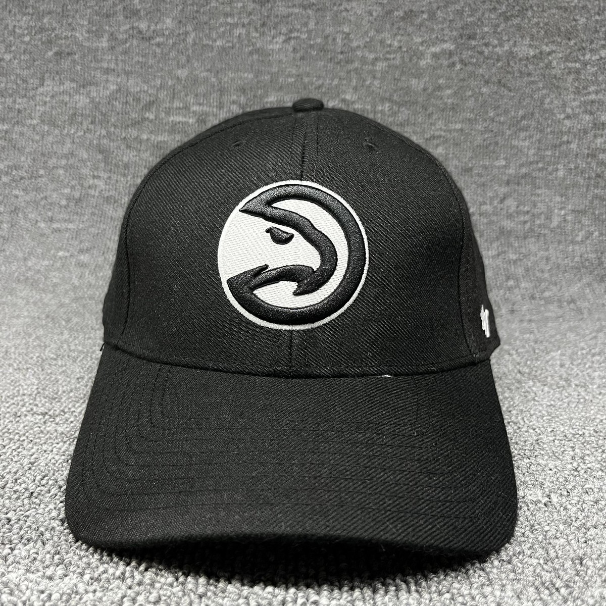 '47 Atlanta Hawks NBA Black Adjustable Baseball Cap Hat White Logo