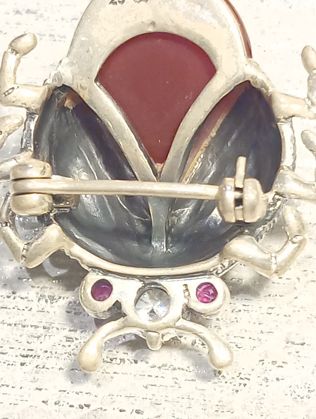 Solid Silver and Amber Beetle Brooch. - image 6