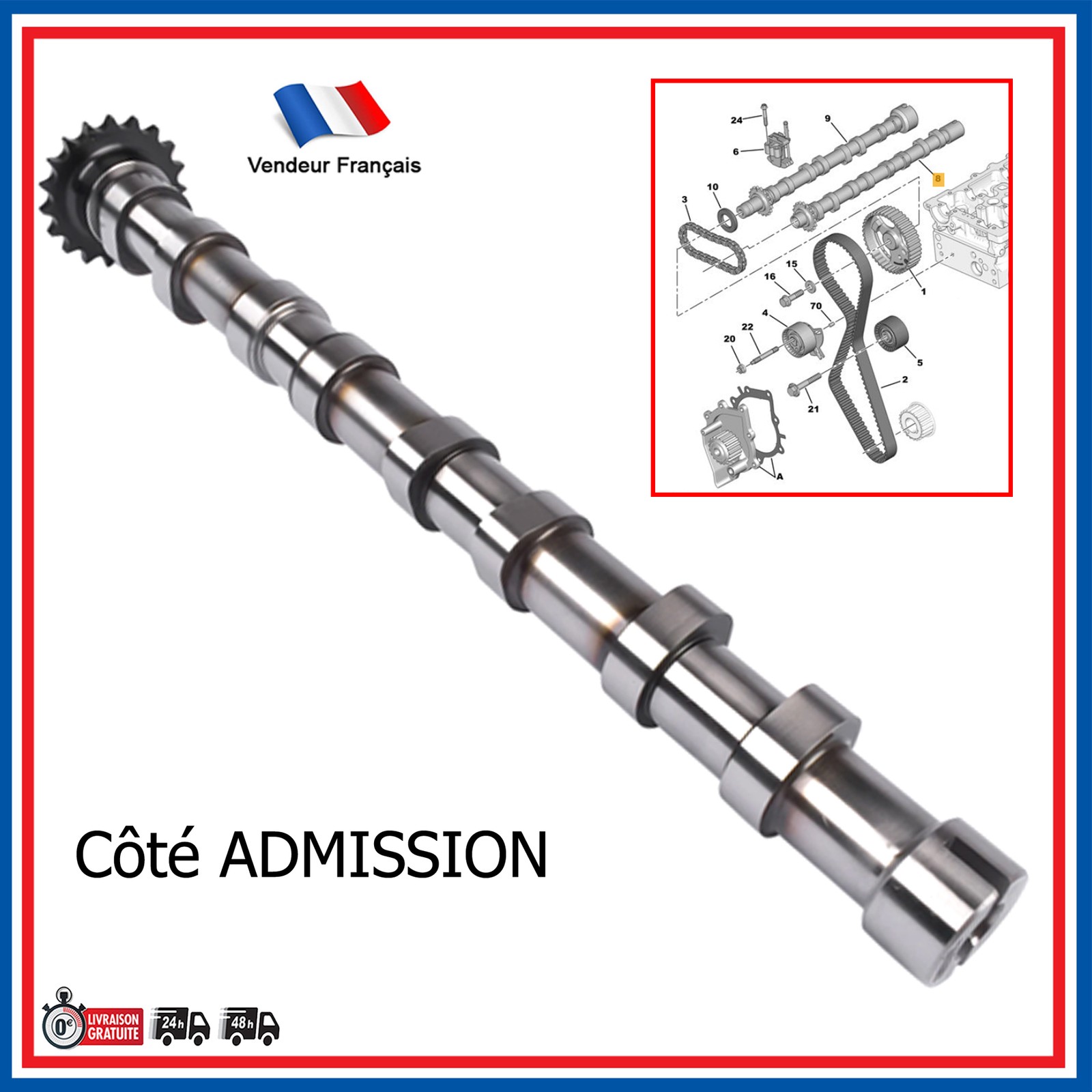 Arbre à cames admission FORD FOCUS III 2.0 TDCi moteur diesel pièce 1871342