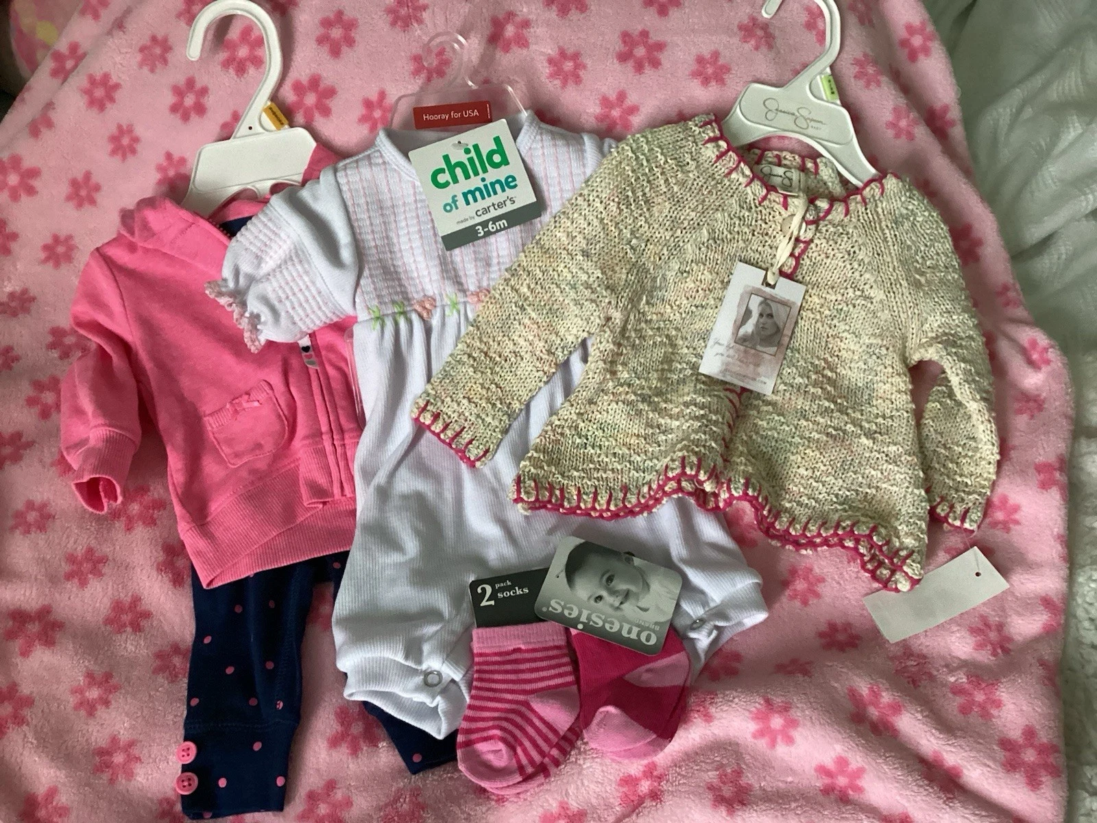 New Baby Girl Clothes Carter And Jessica Simpson Lot Of 3 Plus Socks