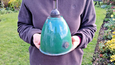 Industrial Vintage Enamel Green Light Shade With Original Bulb Holder Socket