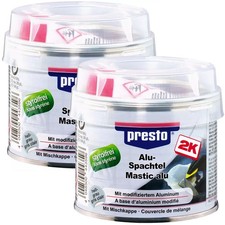 Presto Metallspachtel Alu-Spachtel 2K styrolfrei 2x 250g + Härter und Mischkappe