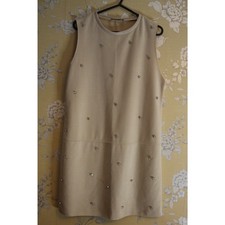 ZARA Beige Sleeveless Mini Dress with Silver Embellishments – Size S (UK 8)