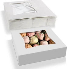 MT Products White Treat Boxes - 10" x 10" x 2.5" Bakery Boxes - Pack of 200