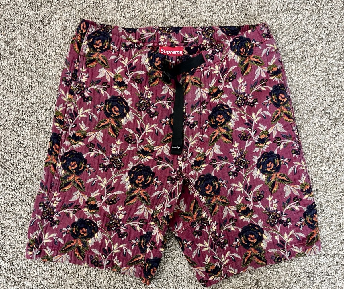 Rare SS15 Supreme Jacquard Flowers Belted Shorts Size M Medium