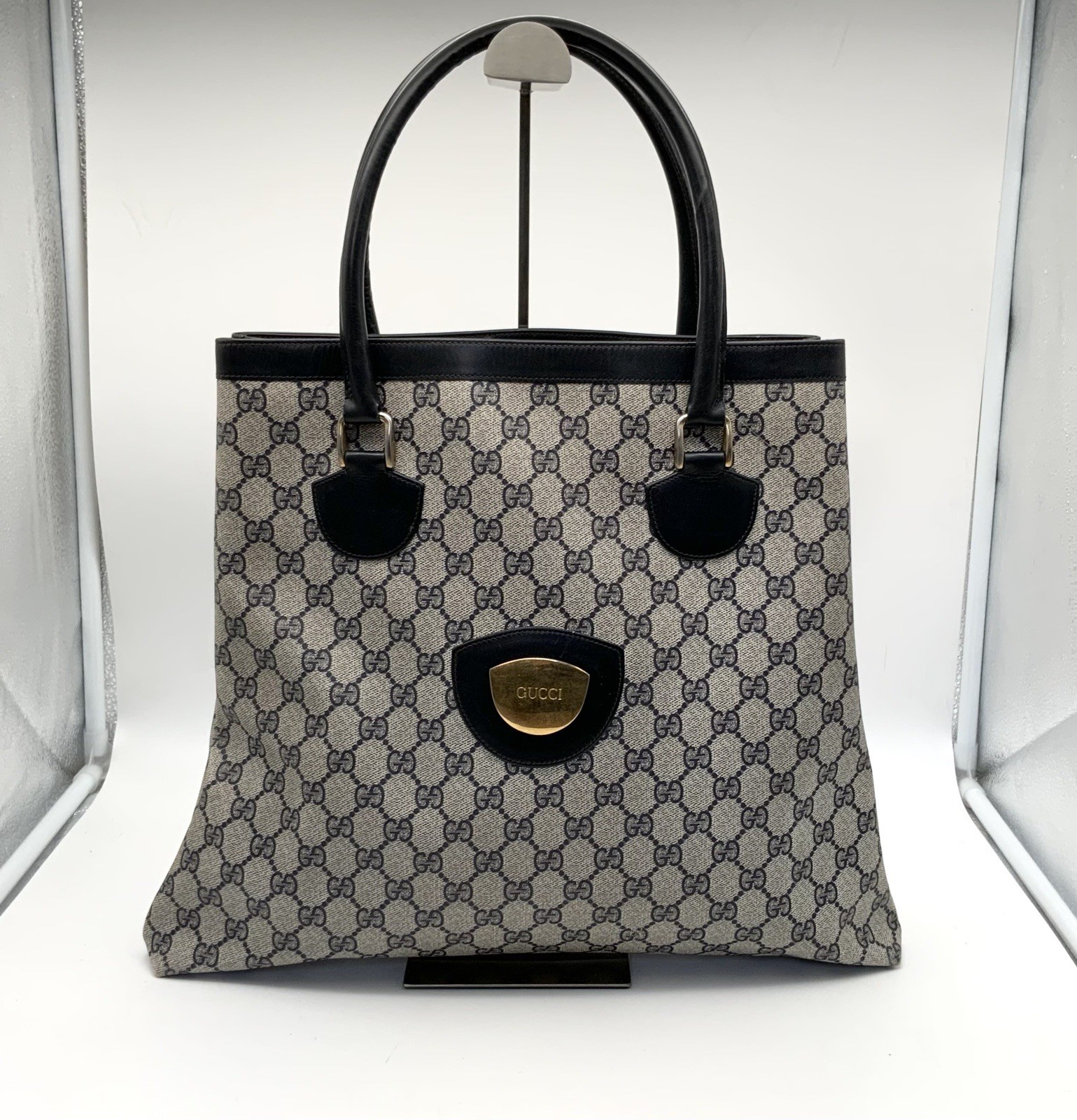 Borsa Gucci vintage tela supreme monogram blu pelle
