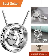 Memorial Necklace with Carved Locket - Keepsake Urn Pendant in Stainless Steel