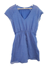 J.CREW size Medium blue and white POLKA DOT v-neck short sleeve dress COTTON tie