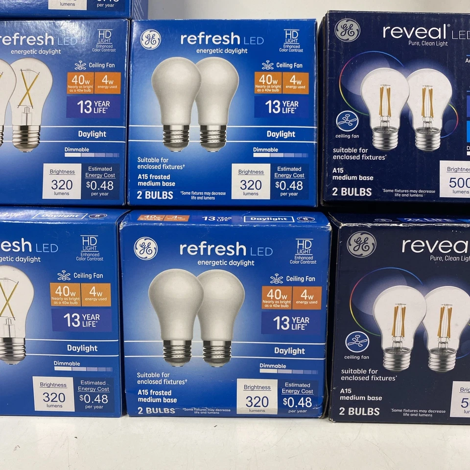 LOT x34 GE Reveal Relax Refresh LED Bulb Medium Base A15 T14 Dimmable - Image 4 of 4