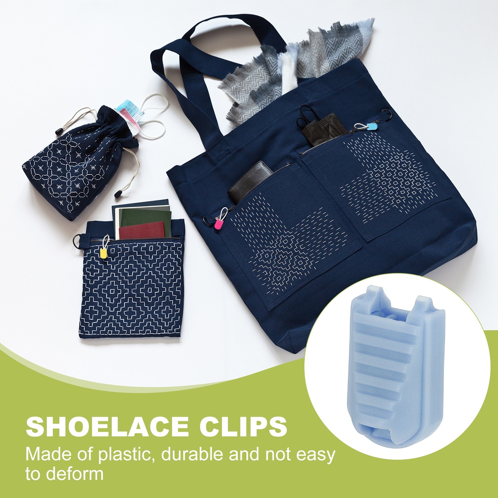 Zipper Pull Tabs Cord End Tips Shoelace End Clips - (30 Pack, Light Blue)