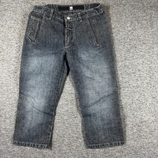 Y2K Marithe Francois Girbaud Denim Capri Pants Blue Size US 27 Dark Wash