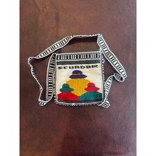 Vintage Ecuador Handwoven Wool Crossbody Bag Otavalo Boho Woven Messenger Bag