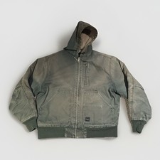 Men s Vintage Walls Washed Green Canvas Workwear Jacket / Hooded / Sz L