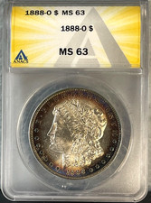 1888-O Morgan Dollar ANACS MS63 Beautifully Toned Proof Like Details!