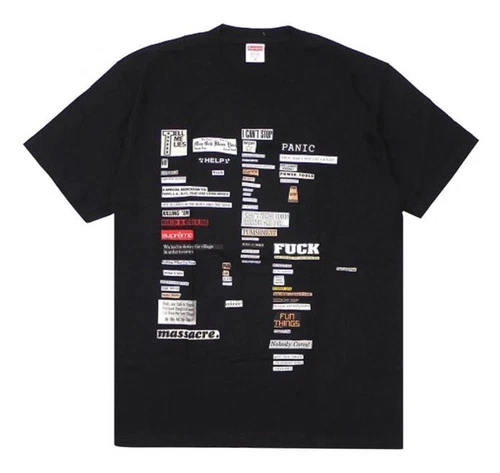 Tee shirt Supreme Cutouts FW18 homme taille XL coton noir authentique neuf manches courtes neuf avec étiquette