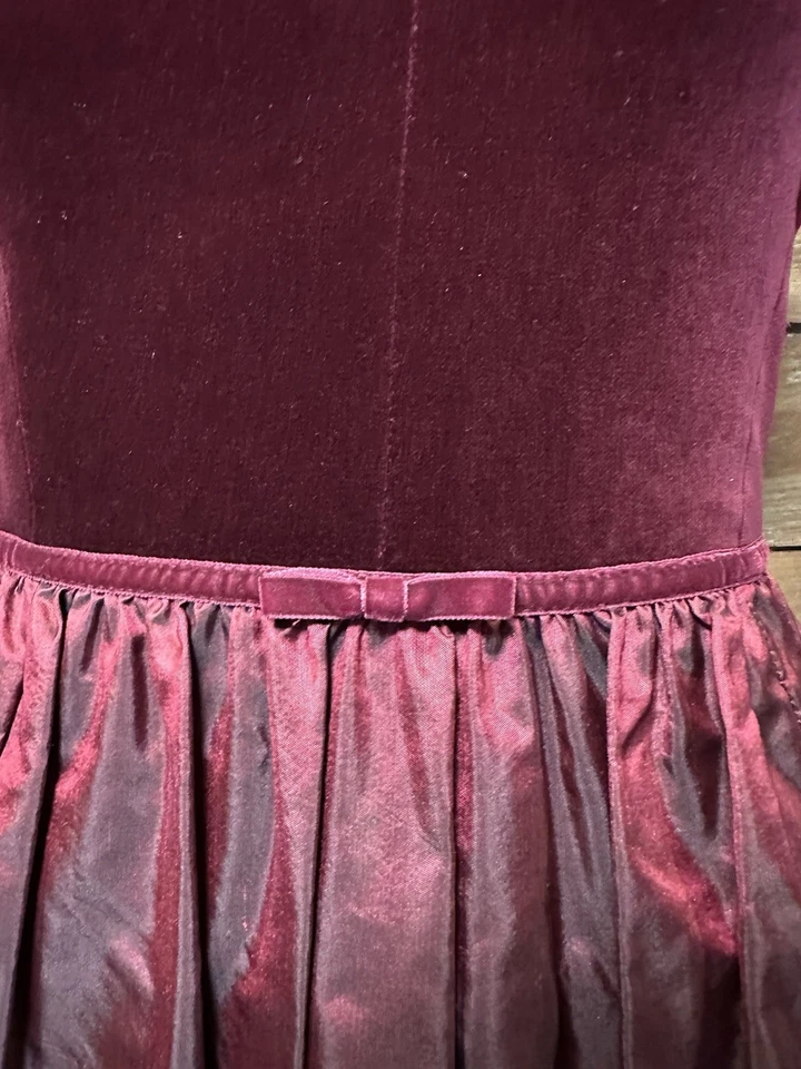 Vestido sin mangas vintage Laura Ashley años 90 borgoña talla 4 vacaciones formales Foto 3 de 4