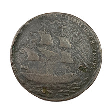 18th century Dublin Bishop Blaise Sailing Ship halfpenny conder token - D&H# 5a