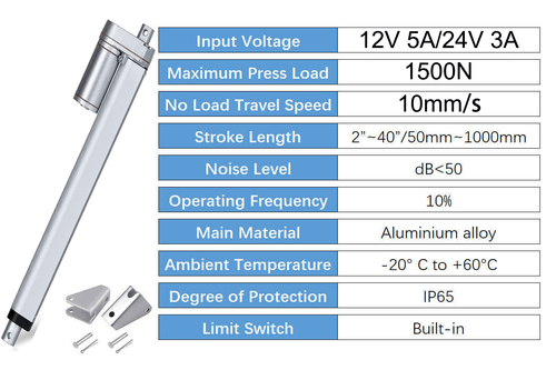 Linearantrieb Linear Actuator 1500N 336lb 12V 50~1000mm Stroke Fast Speed 10mm/s - Picture 2 of 41