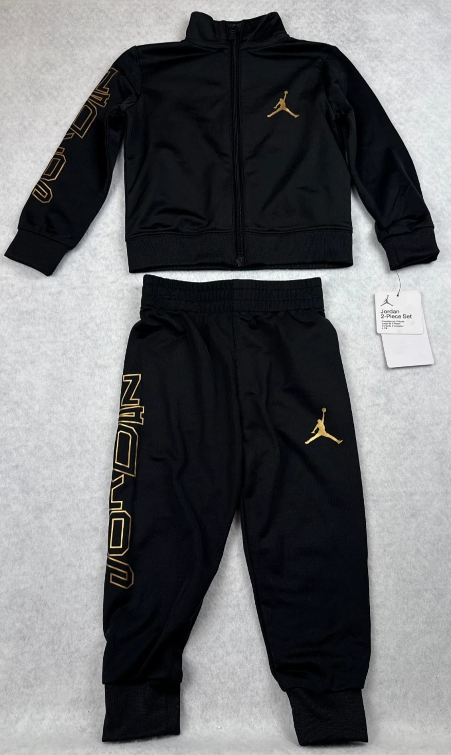 Jordan Baby Tracksuit Set 18M Black Gold Jumpman Full Zip Jogger 2 Piece NWT