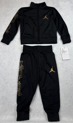 Jordan Baby Tracksuit Set 2T Black Gold Jumpman Full Zip Jogger 2 Piece NWT