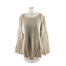 NWT $49 STYLE&CO Textured Sweater XXL(20-22) Beige Cotton Pullover Boat Neck