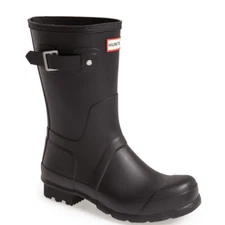 HUNTER Men's Original Short Waterproof Rain Boot, Rubber Black, Size 10, NWT